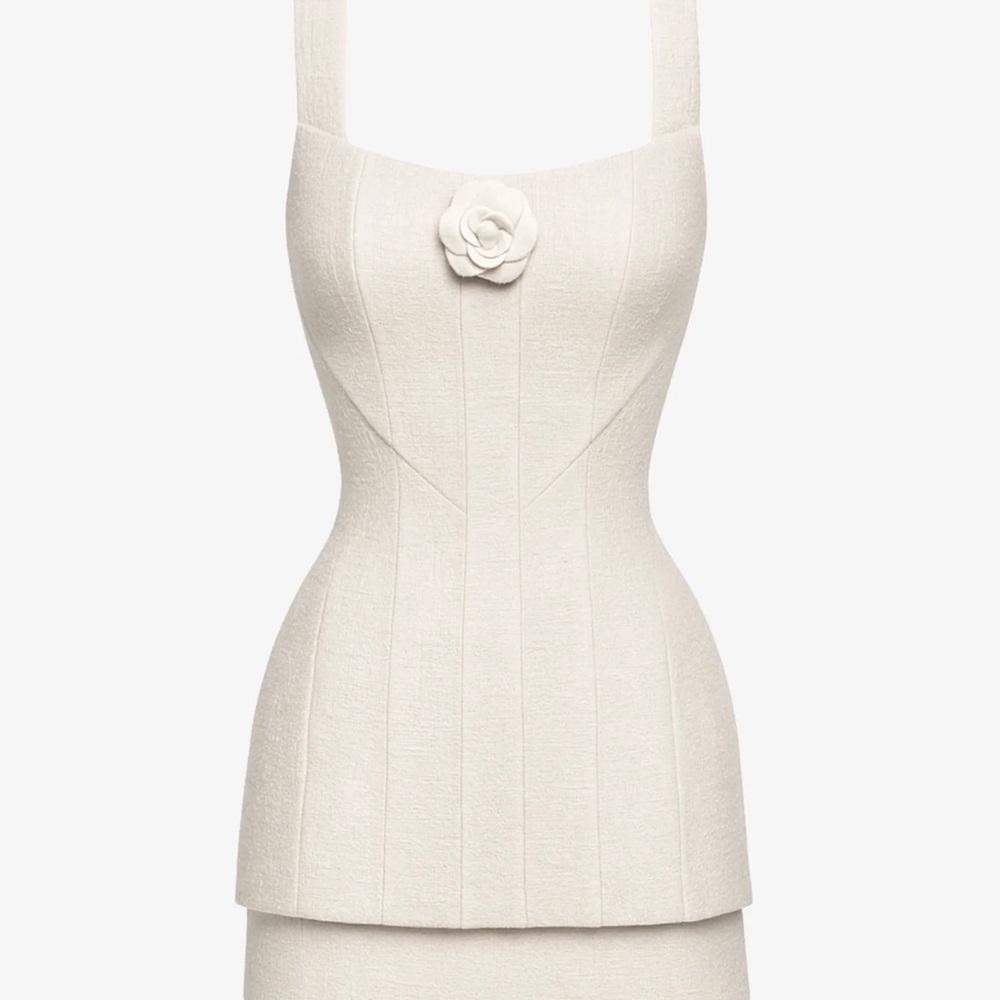 The boucle flower mini dress